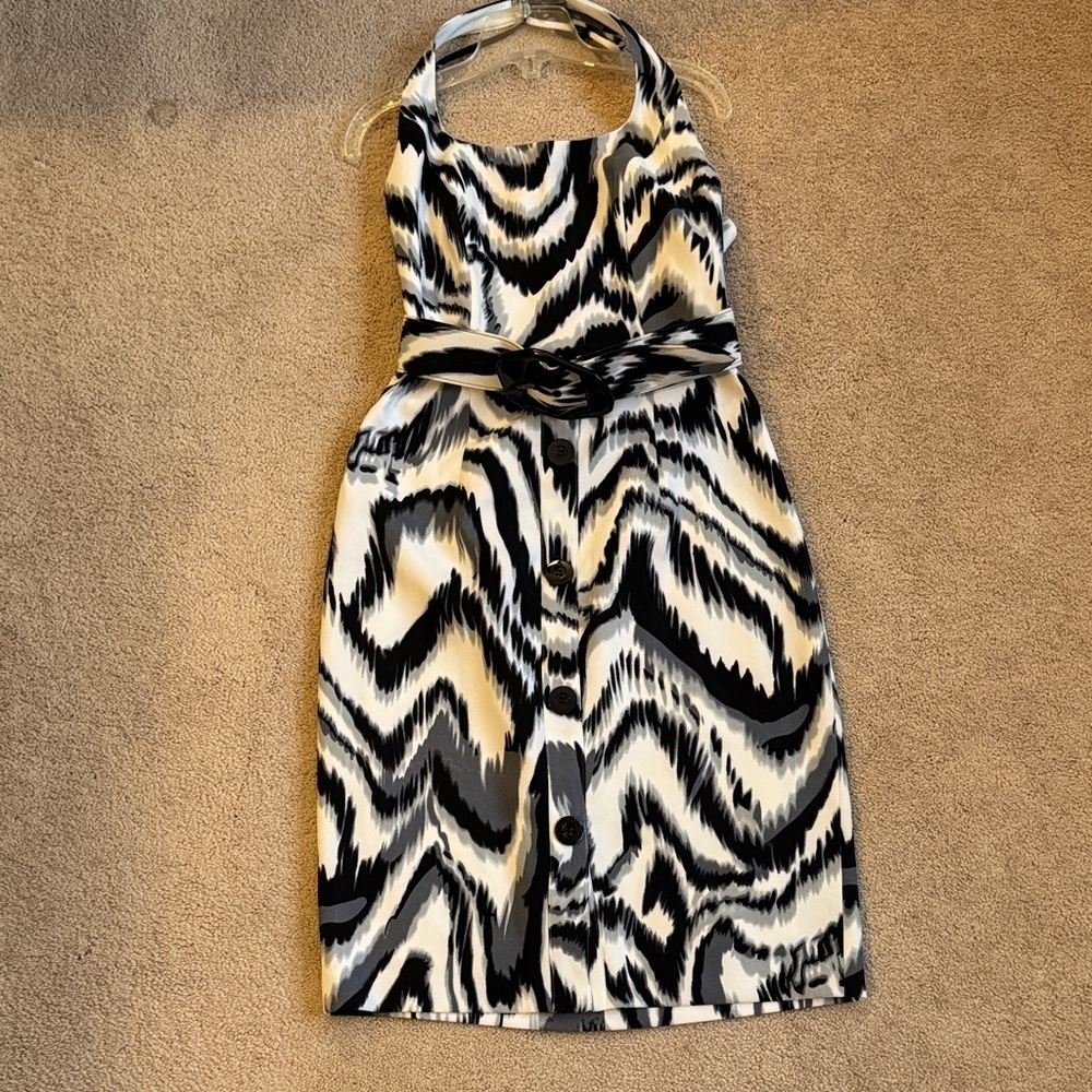 Cache Stylish Black and White Patterned Dress
